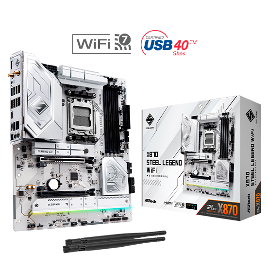 ASRock X870 Steel Legend WiFi Motherboard ATX AM5 Socket DDR5